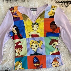 90’s vintage Colorful Graphic Long Sleeve Top